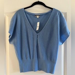 NWT J.Crew Featherweight Cashmere v-neck t-shirt Blue Size L